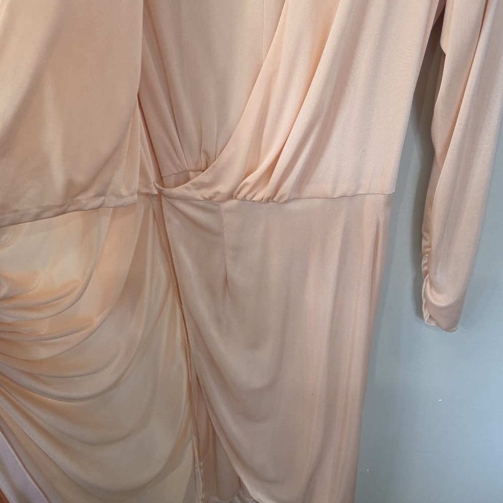 VTG Betsy & Adam Evening Dress Size 6 Pink Draping Wrap Beaded Clasp 80s Glam - Picture 7 of 16